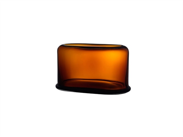 NUDE GLASS Layers, vaso basso in vetro ambra 23 cm
