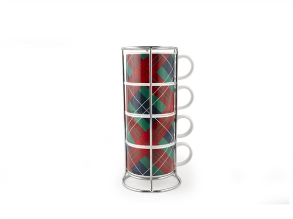 BIALETTI INDUSTRIE Tartan, set 4 tazze impilabili