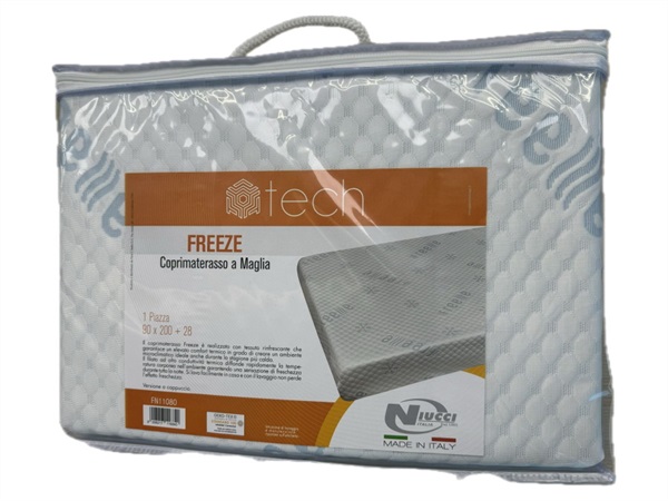 NIUCCI Tech freeze, coprimaterasso a maglia a cappuccio, 1 piazza, 90x200+28 cm