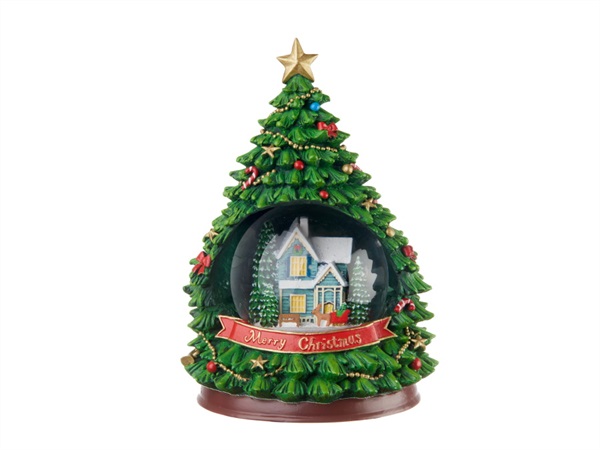 L'OCA NERA Storie natalizie, boule de neige albero, con carillon, Ø16,5x24,5h cm