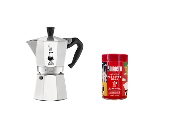 BIALETTI INDUSTRIE Set moka 6 tazze + barattolo caffe 250gr