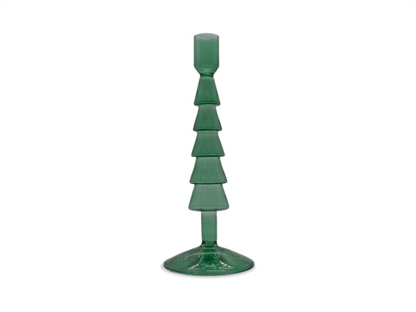 WD LIFESTYLE Portacandele in vetro albero di natale, Ø9x22h cm, verde