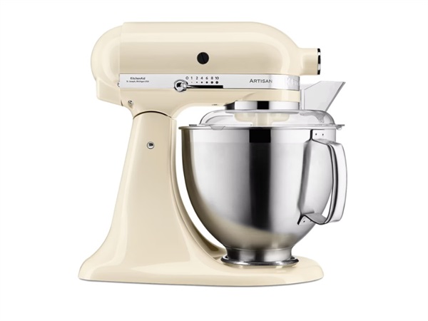 KITCHENAID Artisan, planetaria con testa reclinabile 4,8 Lt, accessori in acciaio inox, almond cream