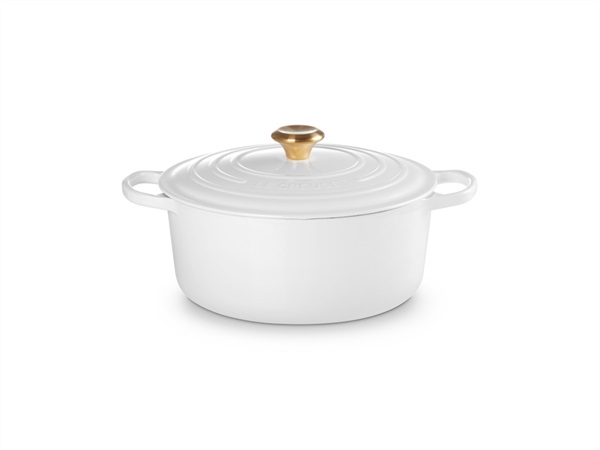 LE CREUSET Evolution, cocotte rotonda 28 cm in ghisa vetrificata - bianco