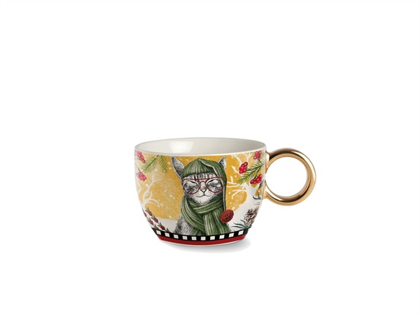 EGAN Tazza colazione natale gatto, 530 ml