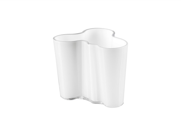 IITTALA Alvar Aalto, vaso bianco in vetro 95 mm