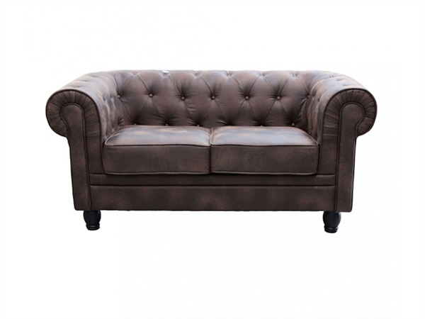 MAGAZZINI COSMA S.P.A. DIVANO 2 POSTI CHESTERFIELD IN ECOPELLE VINTAGE MARRONE