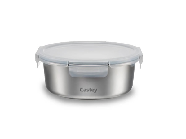 CASTEY Contenitore rotondo per microonde in acciaio inox - 650 ml