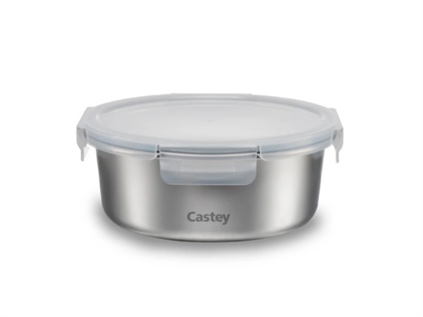 CASTEY Contenitore rotondo per microonde in acciaio inox - 1500 ml