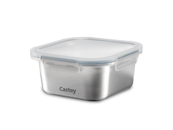 CASTEY Contenitore quadrato per microonde in acciaio inox - 1450 ml