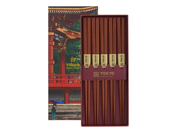 TOKYO DESIGN STUDIO Chopstick, set 5 coppie di bacchette, plain brown wood