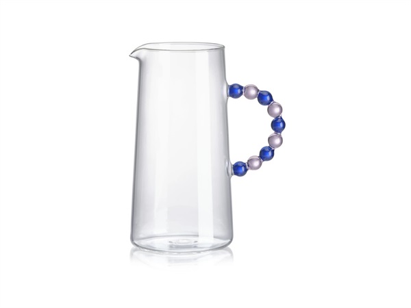 IVV Collier caraffa in vetro borosilicato trasparente con manico rosa e blu