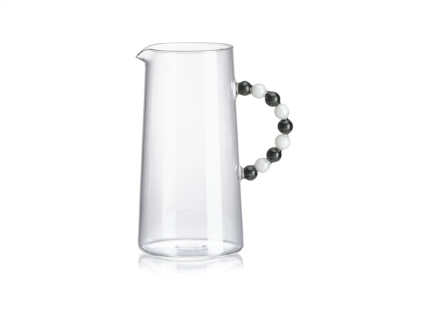 IVV Collier caraffa in vetro borosilicato trasparente con manico bianco e grigio