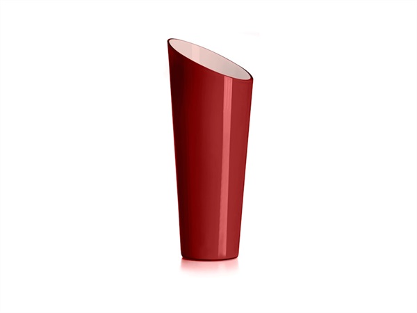 IVV Orizzonte vaso in vetro incamiciato esterno rosso interno biancolatte H 38 cm