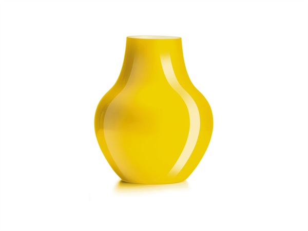 IVV Soho vaso in vetro incamiciato giallo esterno biancolatte interno H 32 cm