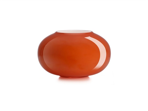 IVV Pandora vaso in vetro incamiciato esterno arancio interno biancolatte H 18 cm