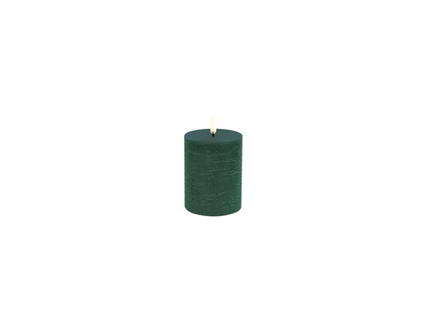 UYUNI LIGHTING Rustic, candela a colonna, pine green, 7,8x10,1 cm