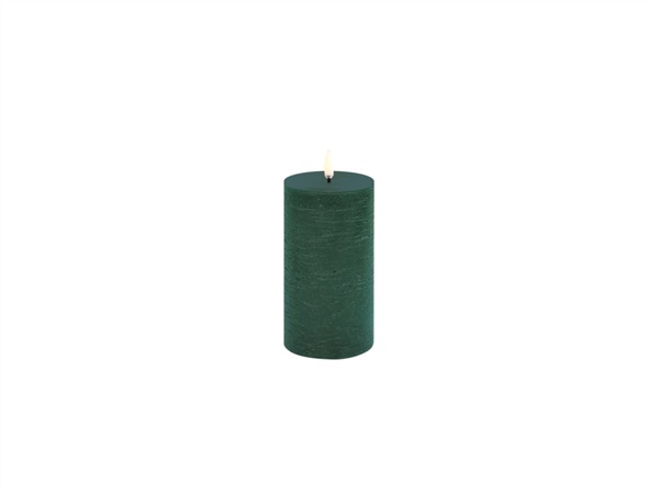 UYUNI LIGHTING Rustic, candela a colonna, pine green, 7,8x15,2 cm