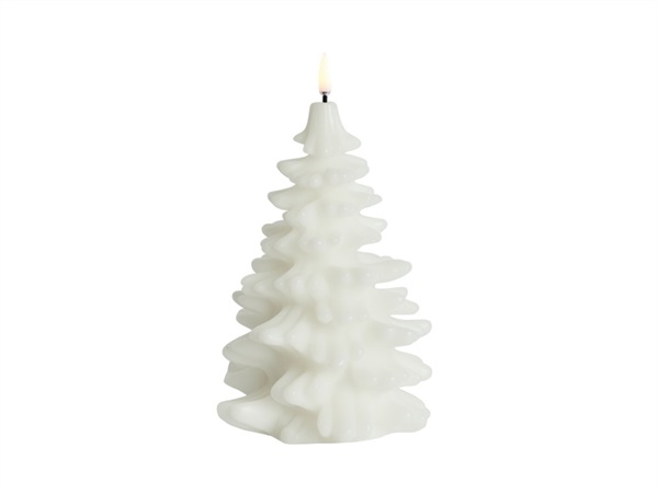 UYUNI LIGHTING Smooth, candela albero, natale, bianco, 11x18 cm