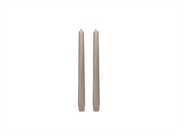 UYUNI LIGHTING Smooth, set 2 candele coniche, sandstone, 2,3x25 cm