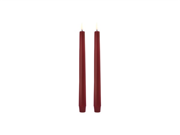 UYUNI LIGHTING Smooth, set 2 candele coniche, carmine red, 2,3x25 cm