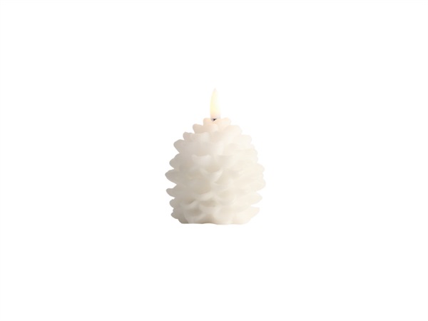 UYUNI LIGHTING Smooth, candela pigna, natale, bianco, 7x7 cm