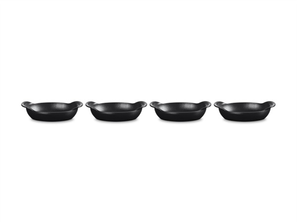 LE CREUSET Gourmet, set 4 pirofile ovali in ghisa smaltata 15 cm - nero