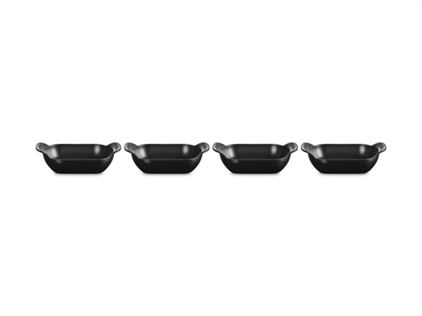 LE CREUSET Gourmet, set 4 teglie rettangolari in ghisa smaltata 15 cm - nero