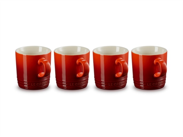 LE CREUSET London, set 4 tazze mug in gres vetrificato 0,35 Lt - ciliegia