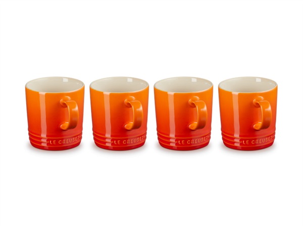 LE CREUSET London, set 4 tazze mug in gres vetrificato 0,35 Lt - arancio