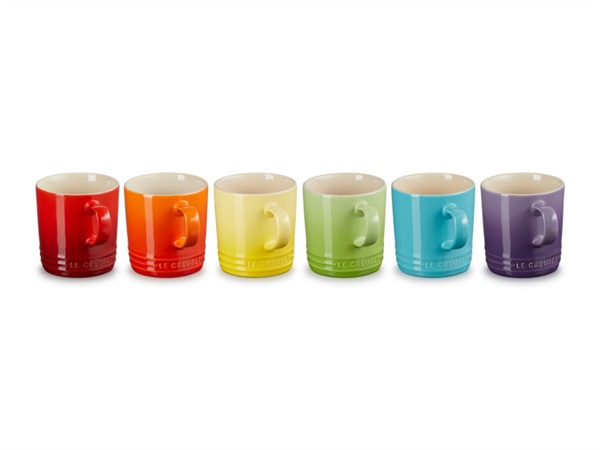 LE CREUSET Arcobaleno, set 6 tazze mug in gres vetrificato 0,35 Lt - colori assortiti