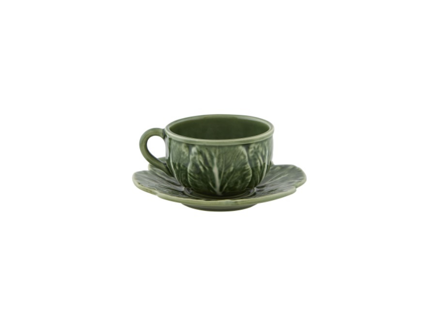 BORDALLO PINHEIRO Couve, Tazza da the con piattino verde