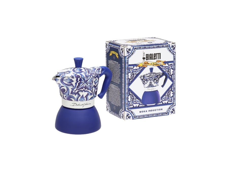 BIALETTI INDUSTRIE Dolce&gabbana, moka a induzione, blu mediterraneo - 4 tazze