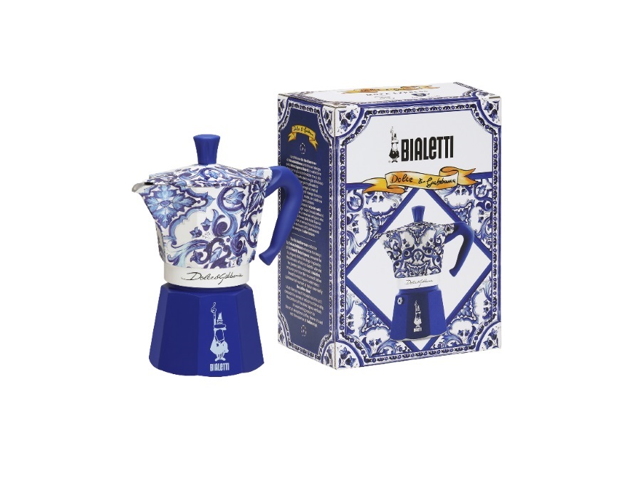 BIALETTI INDUSTRIE Dolce&gabbana, moka a induzione, blu mediterraneo - 6 tazze