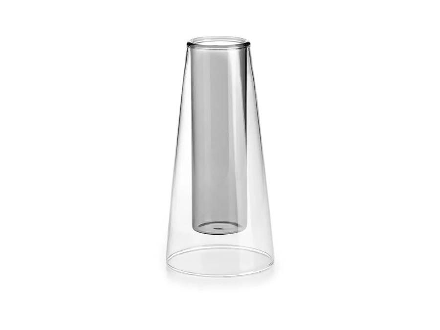 IVV Doublé vaso piccolo trapezio grigio doppia parete Ø 8 cm H 24 cm