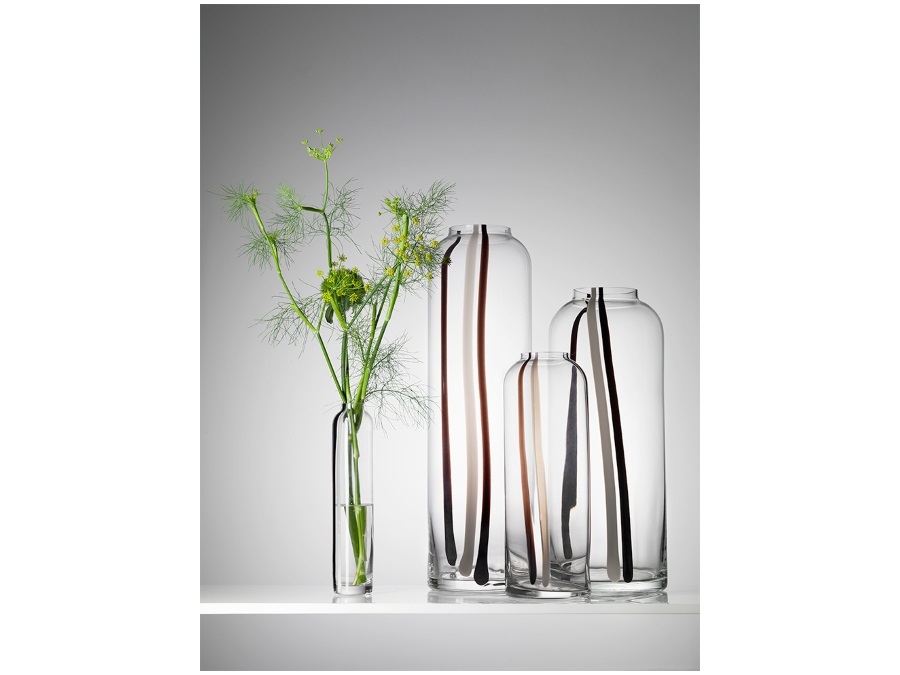 IVV Empire, vaso trasparente con bacchette bianco/nero h30 cm