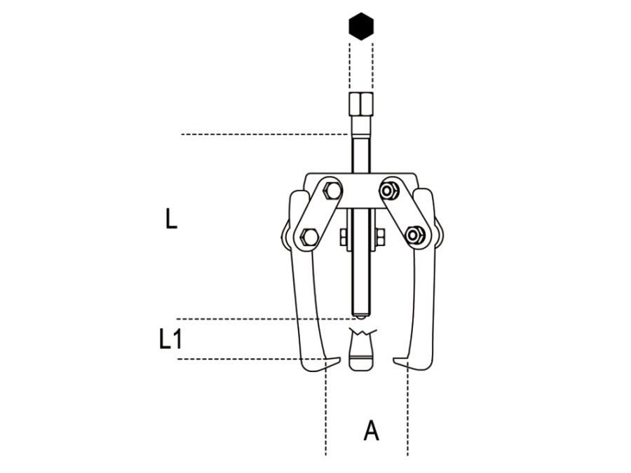 BETA UTENSILI Estrattore a tre griffe oscillanti, 1516 - MISURA AMax(60mm)-L(85mm)-L1(85mm)
