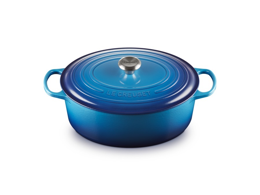 LE CREUSET Evolution, cocotte ovale 33 cm in ghisa vetrificata - azure blu