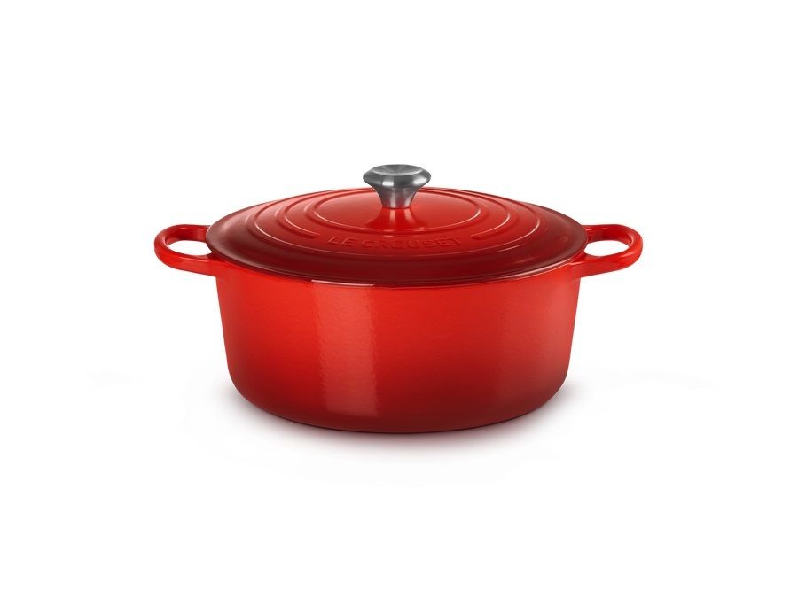 LE CREUSET Evolution, cocotte rotonda 30 cm in ghisa vetrificata - ciliegia