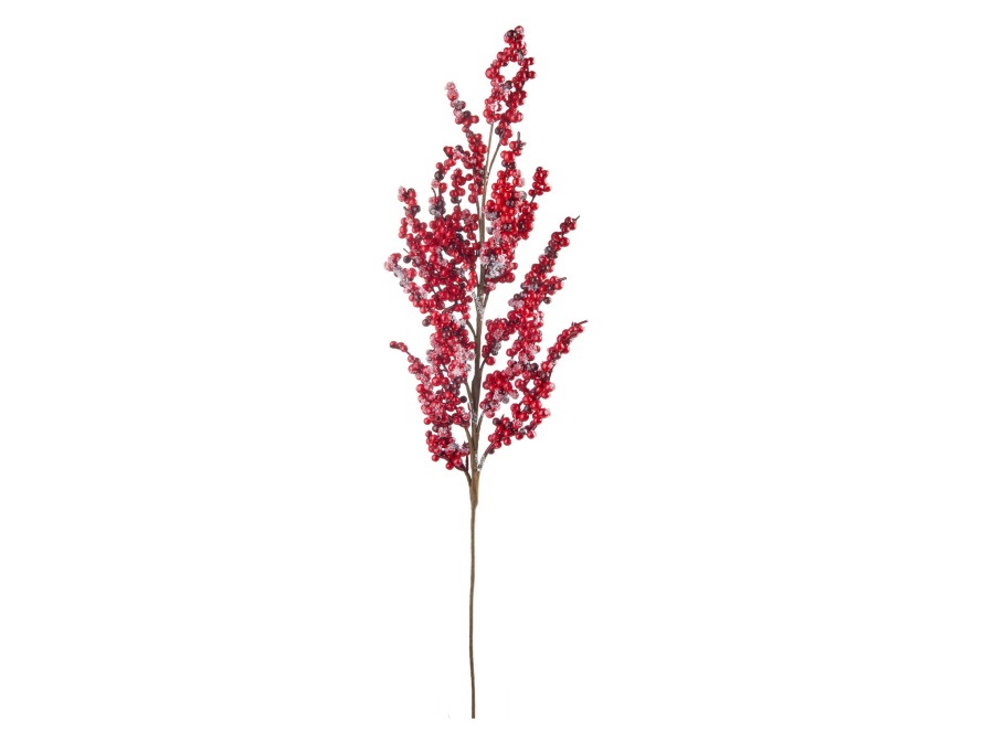 L'OCA NERA Fiori delle feste-bianco e rosso, ramo con bacche rosse piccole, 85h cm