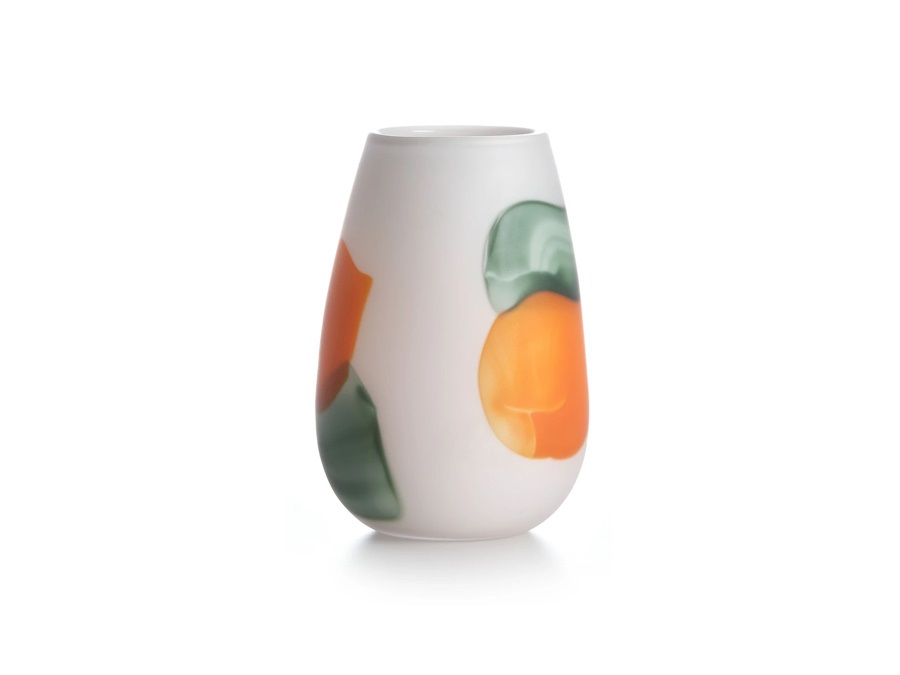 IVV Flow vaso in vetro satinato bianco arancio verde H 22,5 cm