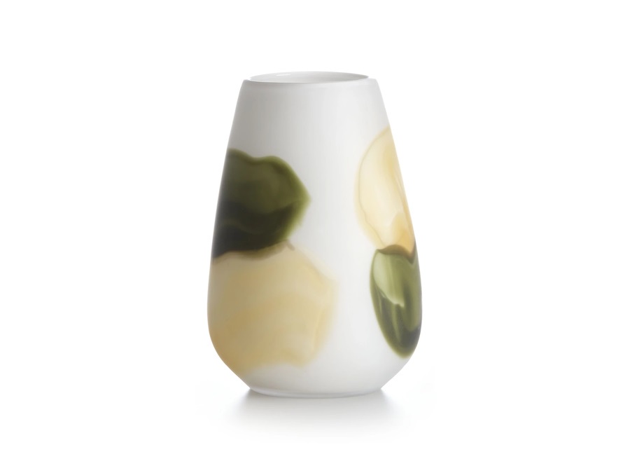 IVV Flow vaso in vetro satinato bianco verde oliva ambra H 27 cm