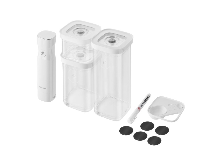 ZWILLING J.A.HENCKELS ITALIA Fresh & Save, CUBE Starter set per sottovuoto, S / 6-pz., transparente-bianco