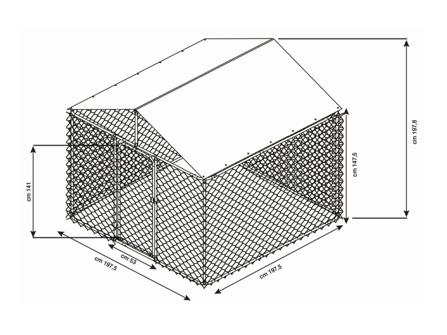 VERDELOOK Gabbia per cani, 2x2x2h mt