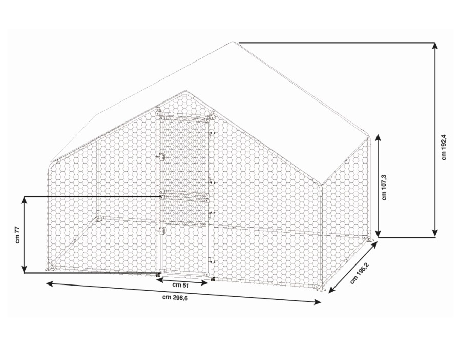 VERDELOOK Gabbia per polli, 2x3x2h cm