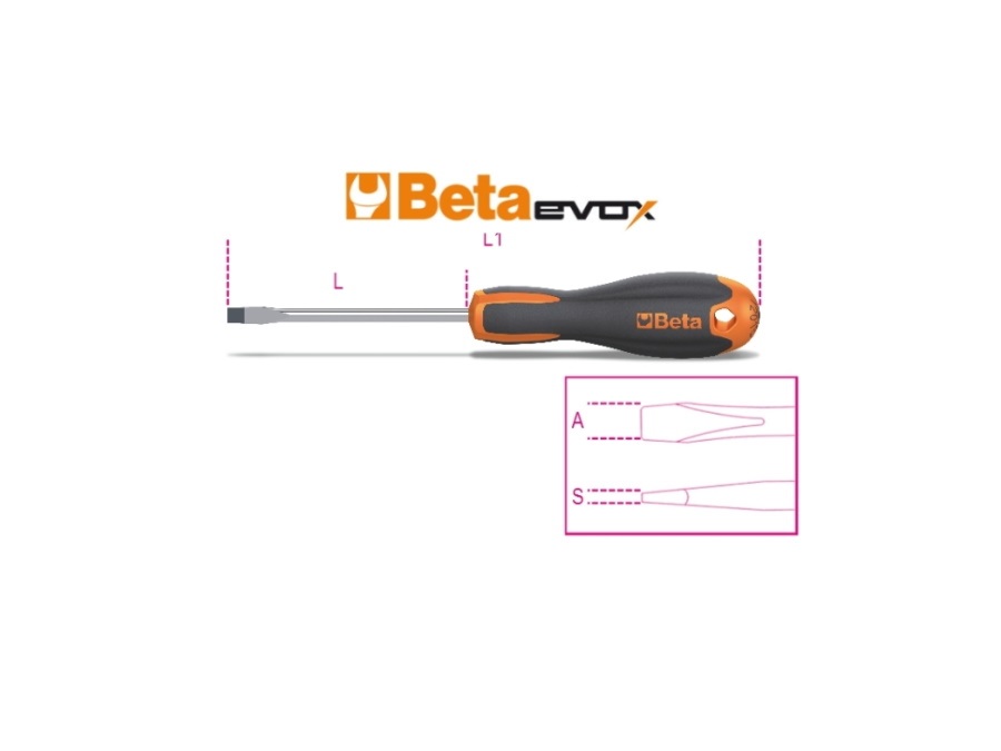 BETA UTENSILI Giravite Evox per viti a testa con intaglio cromati punta nera