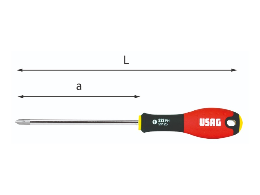 USAG Giraviti per viti con impronta a croce PHILLIPS 322 PH 2 x 125