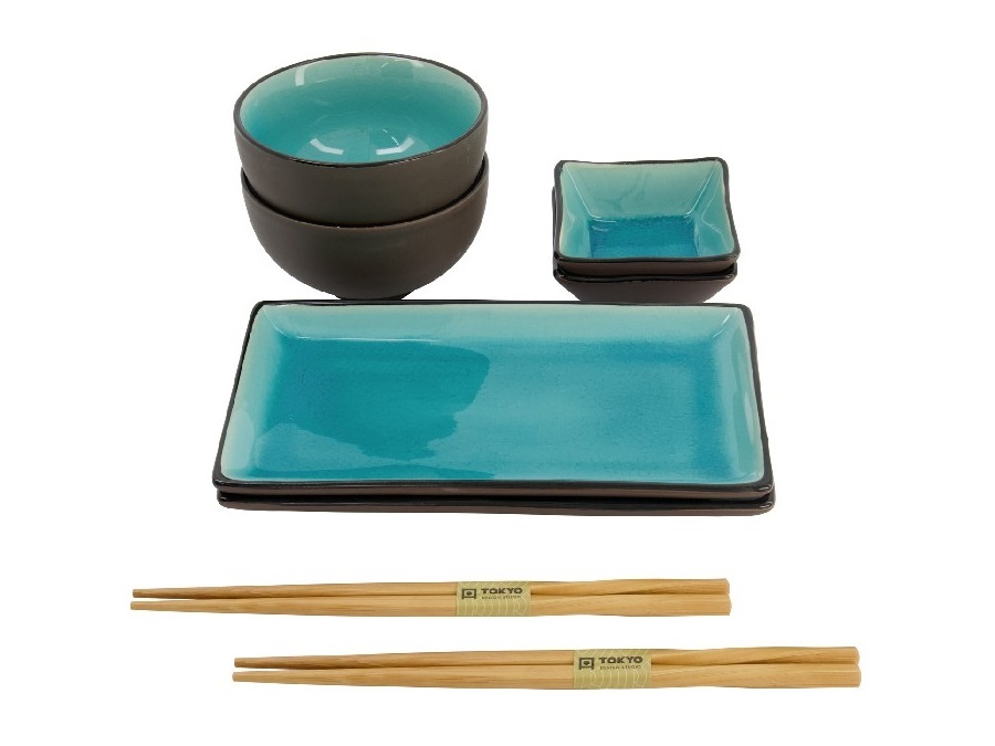 TOKYO DESIGN STUDIO Glassy turquoise, set regalo 8 pezzi