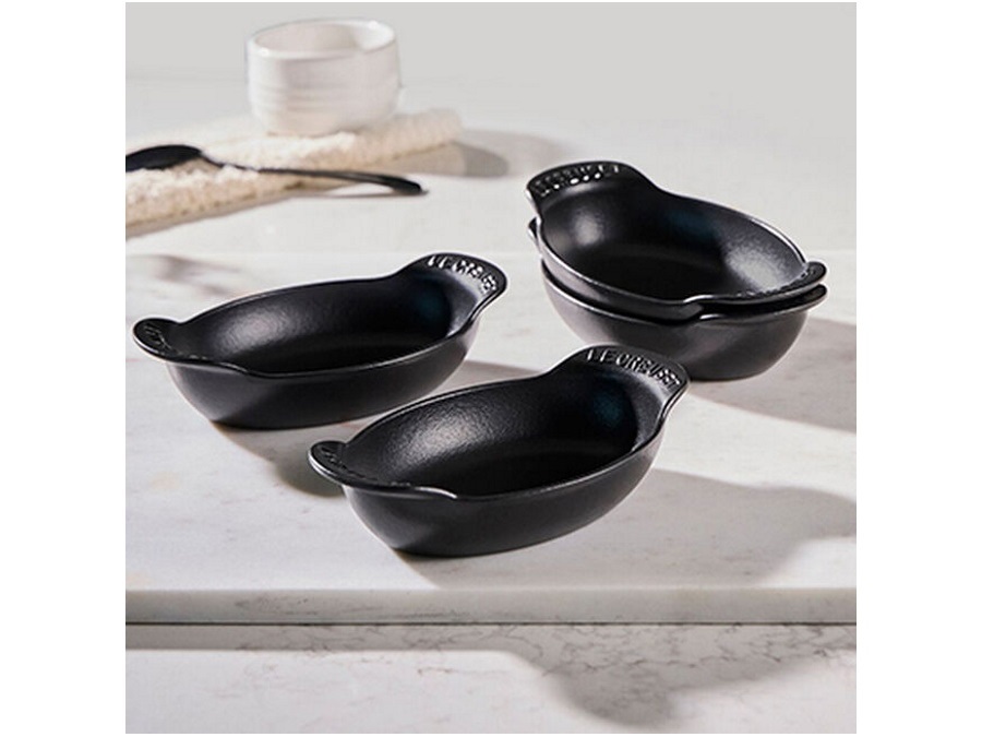 LE CREUSET Gourmet, set 4 pirofile ovali in ghisa smaltata 15 cm - nero