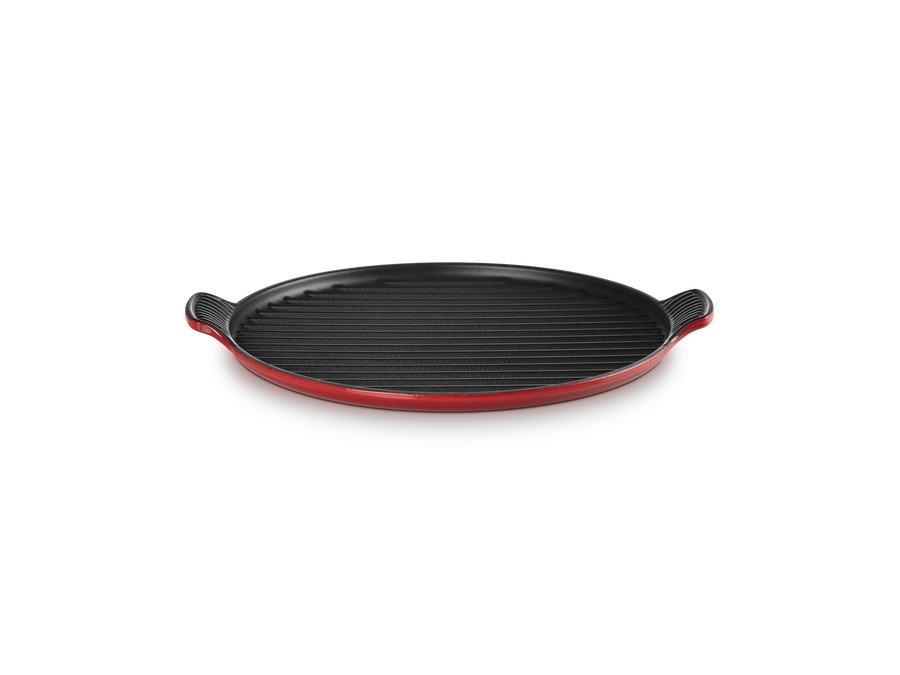 LE CREUSET Grill rotondo xl con manico 32 cm in ghisa vetrificata - ciliegia